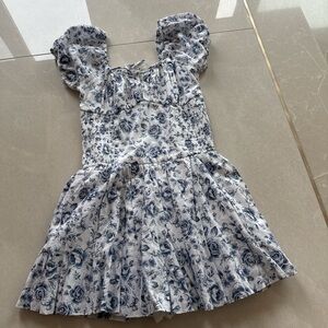 Hollister White Mini Dress with Blue Floral Print